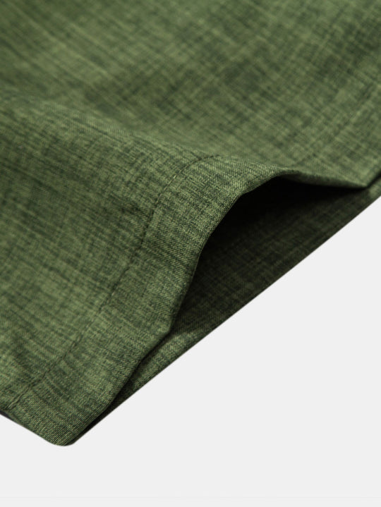 Maison Bonneterie™ | Short Sleeve Stand Collar Shirt & Straight Leg Linen Pants