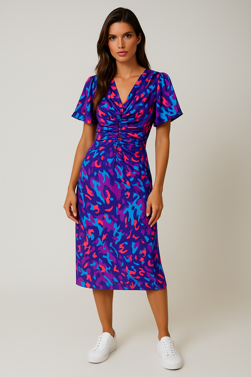 Maison Bonneterie™ | Radiant Colorful Dress with Pleated Sleeves