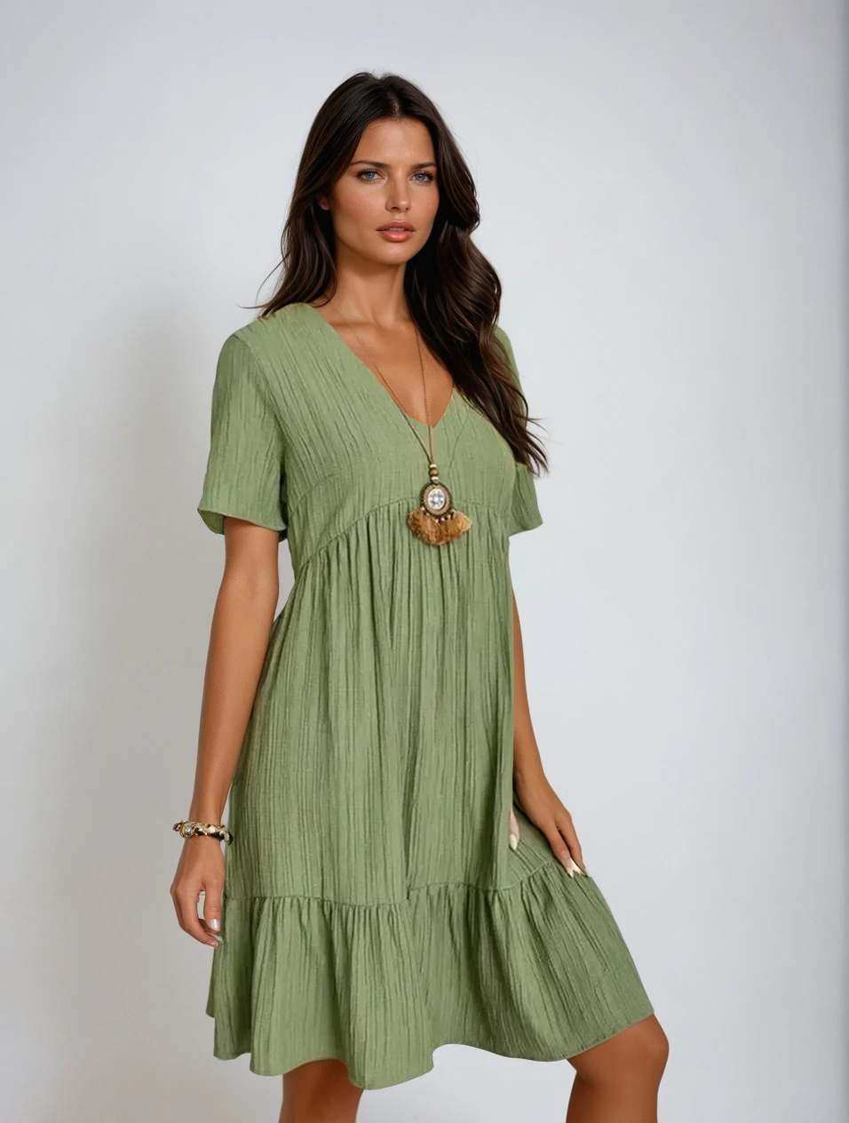 Maison Bonnetterie™ | Solena Spring Dress with V-neck