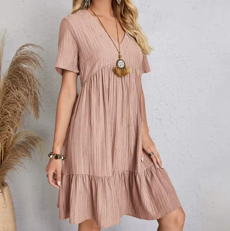 Maison Bonnetterie™ | Solena Spring Dress with V-neck